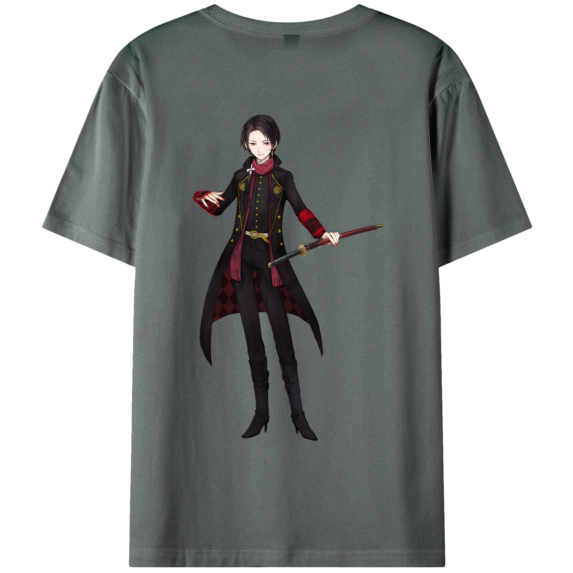 （画像用） 刀剣乱舞 Touken Ranbu 綿100％ メンズ半袖Tシャツ（バックプリント） 通気性